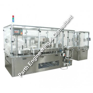 SERVO BASE PLC CONTROL VIAL FILLING WITH PICK AND PLACE TYPE STOPPERING MACHINE