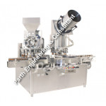 AUTOMATIC ROTARY DRY SYRUP POWDER FILLING WITH SCREW/ROPP CAPPING MACHINE MODEL-PRMF-120