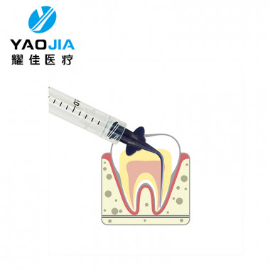 YJ1002 0.35mm Long Curved Dental Delivery Tips for Dentist Materials